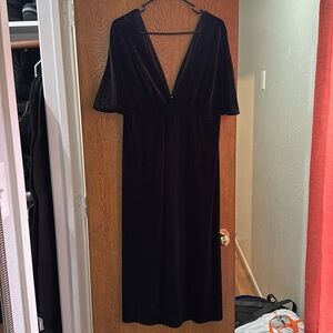 Black velvet midi dress